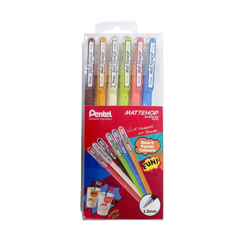 MattehopGelRollerPenK110-VNew6PcSet